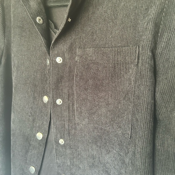 CAMELLIA Black Corduroy long Sleeve Shirt Button/Snap up Women’s Medium Juniors - Picture 2 of 10